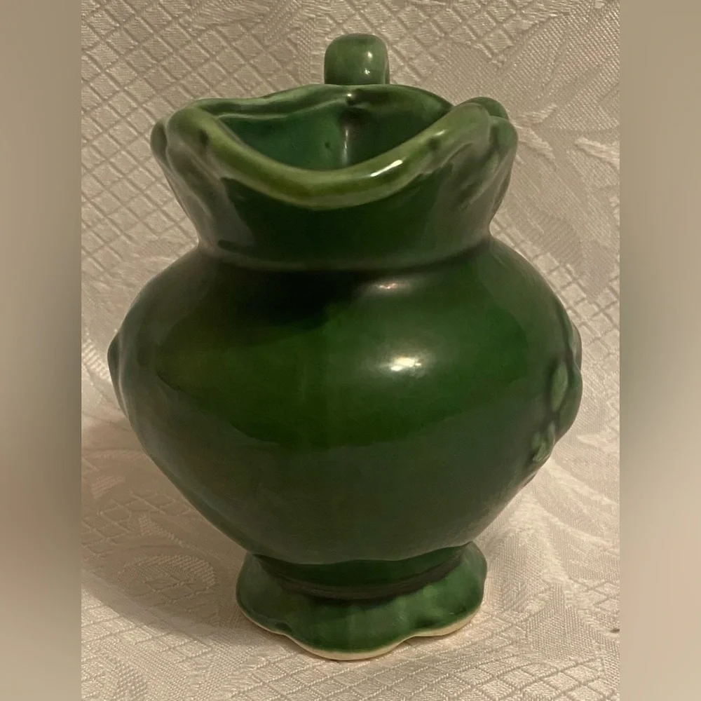 Vintage USA Green Ceramic Pitcher, Creamer - Picture 4 of 7